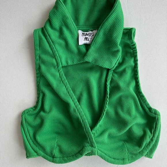 Princess Polly Tops - Princess Polly Green Underwire Collared Top